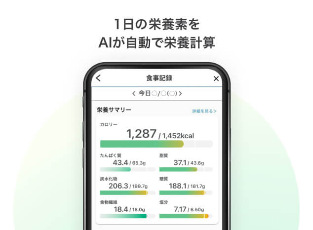 1日の栄養素をAIが自動で栄養計算